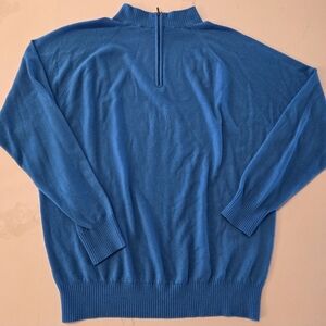 Glenbrae Merino Finest British Knitwear Blue 1/4 Zip Sweater
